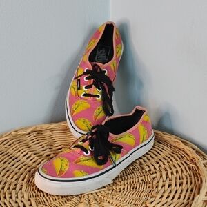 Vans Pink and Yellow Taco Print Women's Sneakers Unisex Women's Size 6 Mens Size